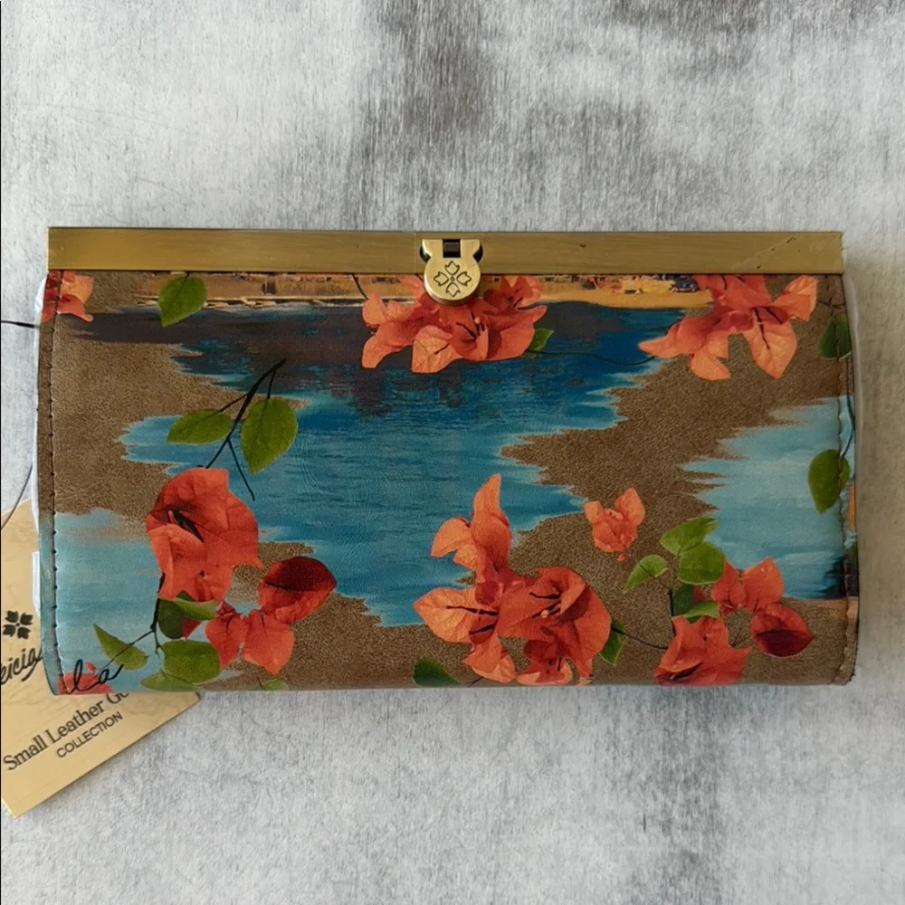PATRICIA NASH Leather Cauchy Framed Wallet W Push Lock Closure French Riviera